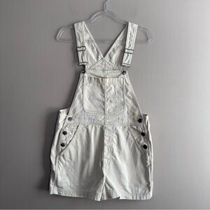 Billabong Sand Canyon Overall Shorts Womens Small Cream Cotton Khaki Relaxed